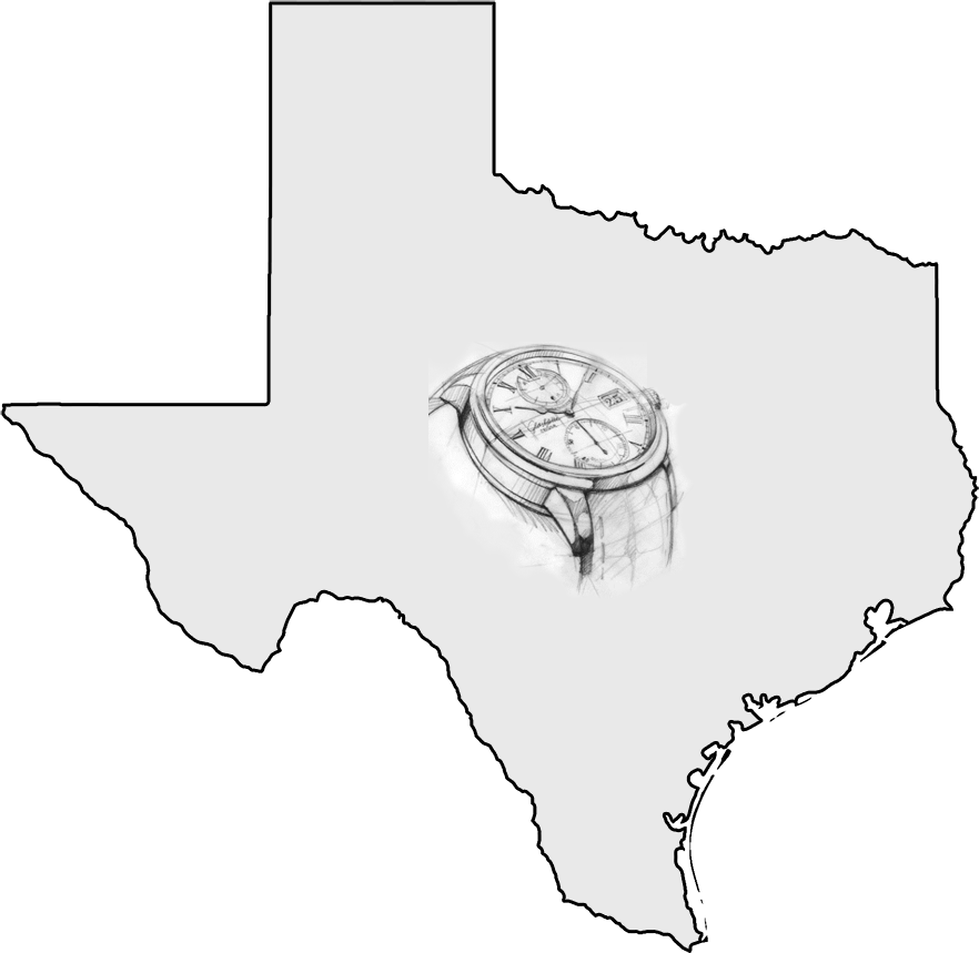 Texas Map and sketch of watch